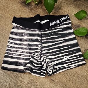 Nike Pro Zebra Print Black and White Shorts